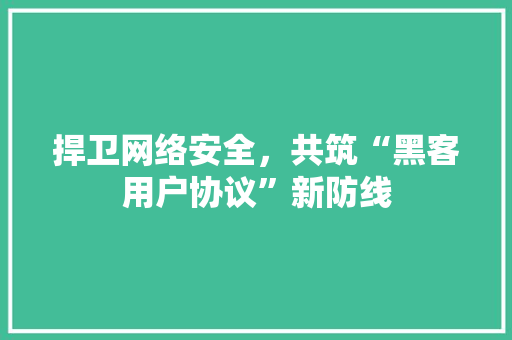 捍卫网络安全，共筑“黑客用户协议”新防线