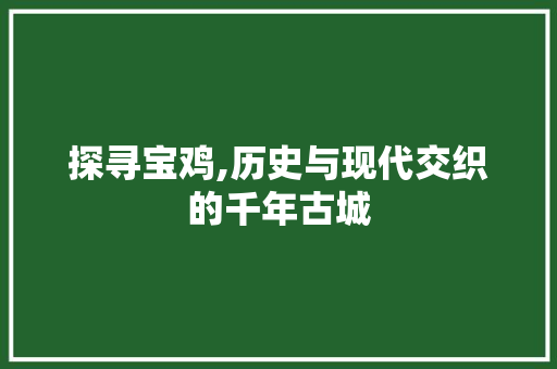 探寻宝鸡,历史与现代交织的千年古城