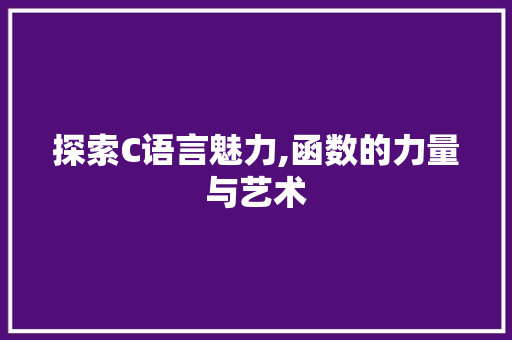 探索C语言魅力,函数的力量与艺术