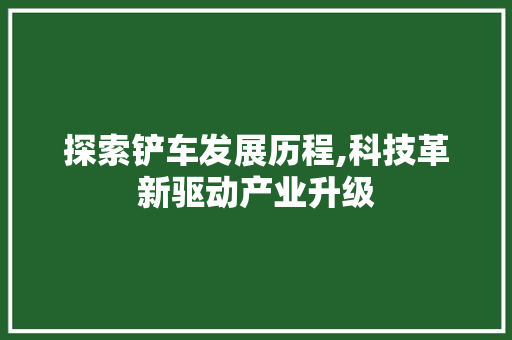 探索铲车发展历程,科技革新驱动产业升级