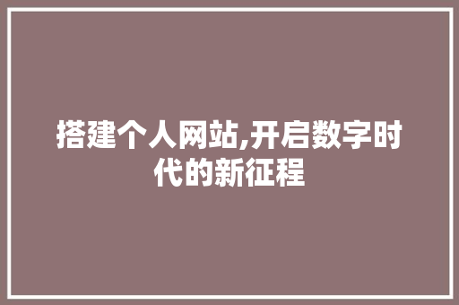 搭建个人网站,开启数字时代的新征程