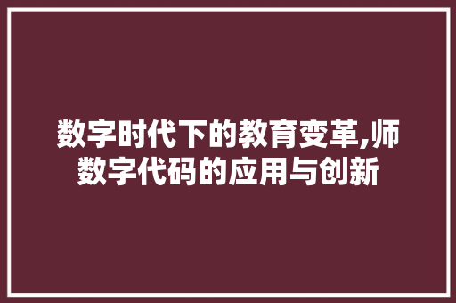 数字时代下的教育变革,师数字代码的应用与创新