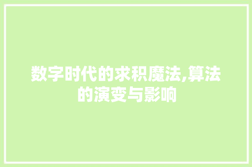 数字时代的求积魔法,算法的演变与影响