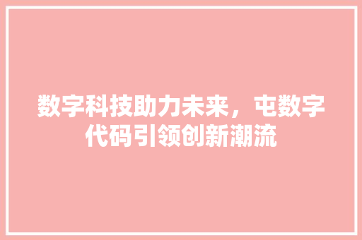 数字科技助力未来，屯数字代码引领创新潮流