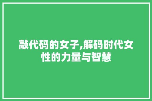 敲代码的女子,解码时代女性的力量与智慧