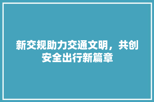 新交规助力交通文明，共创安全出行新篇章