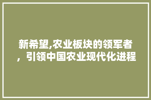 新希望,农业板块的领军者，引领中国农业现代化进程