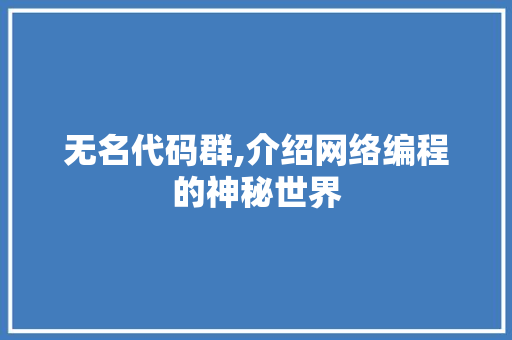 无名代码群,介绍网络编程的神秘世界