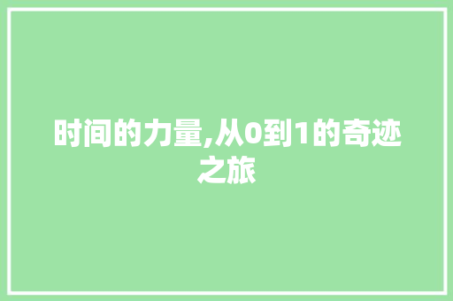 时间的力量,从0到1的奇迹之旅