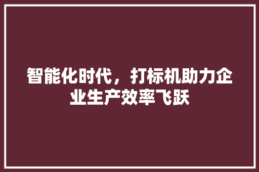 智能化时代，打标机助力企业生产效率飞跃