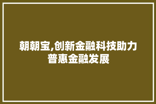 朝朝宝,创新金融科技助力普惠金融发展