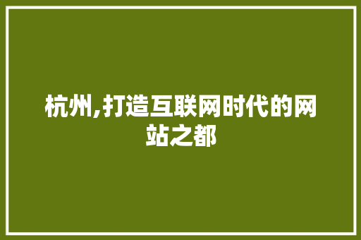 杭州,打造互联网时代的网站之都