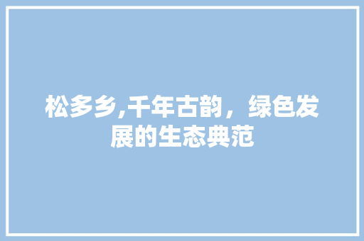 松多乡,千年古韵，绿色发展的生态典范