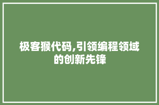 极客猴代码,引领编程领域的创新先锋