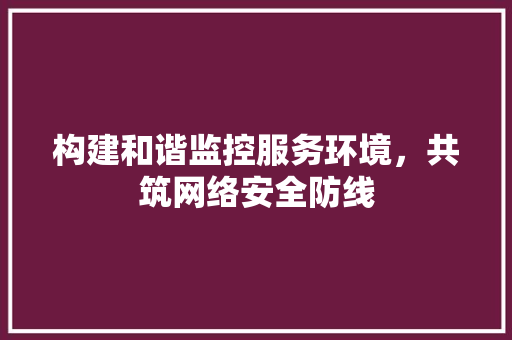 构建和谐监控服务环境，共筑网络安全防线