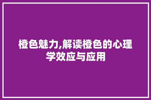 橙色魅力,解读橙色的心理学效应与应用