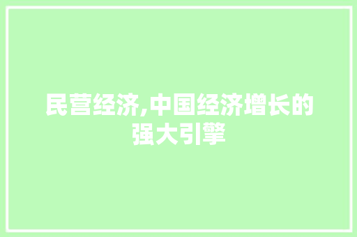 民营经济,中国经济增长的强大引擎