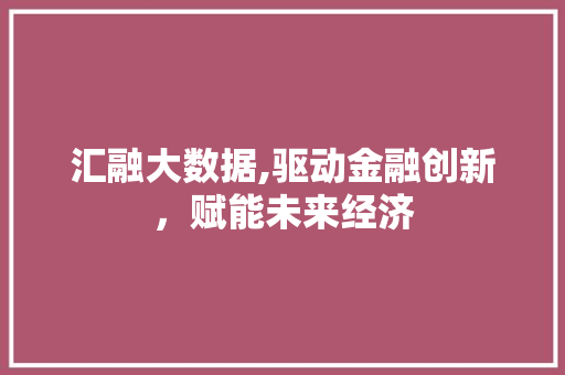 汇融大数据,驱动金融创新，赋能未来经济