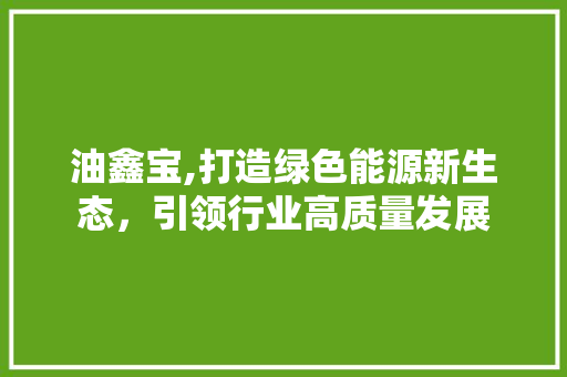 油鑫宝,打造绿色能源新生态，引领行业高质量发展