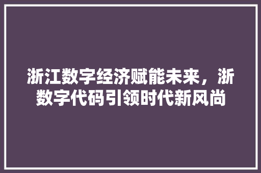 浙江数字经济赋能未来，浙数字代码引领时代新风尚