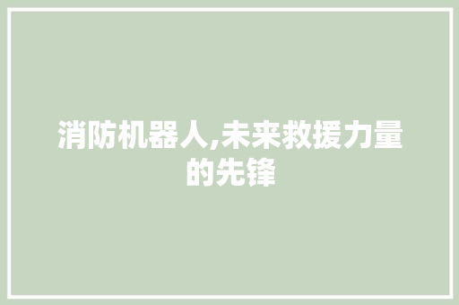 消防机器人,未来救援力量的先锋