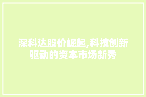 深科达股价崛起,科技创新驱动的资本市场新秀