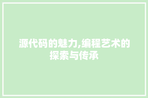 源代码的魅力,编程艺术的探索与传承