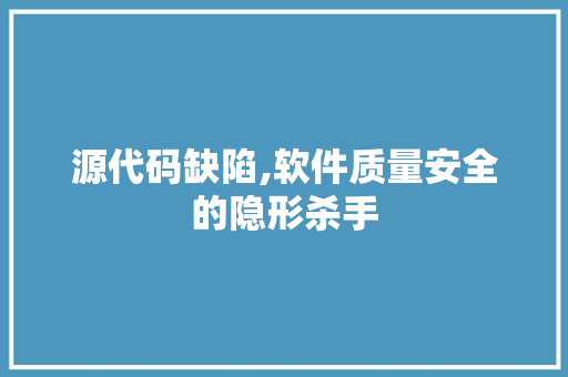 源代码缺陷,软件质量安全的隐形杀手