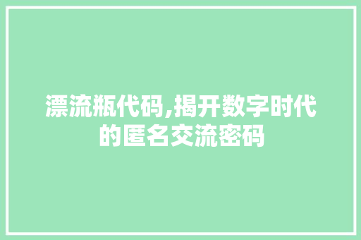 漂流瓶代码,揭开数字时代的匿名交流密码