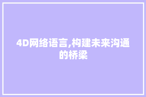 4D网络语言,构建未来沟通的桥梁