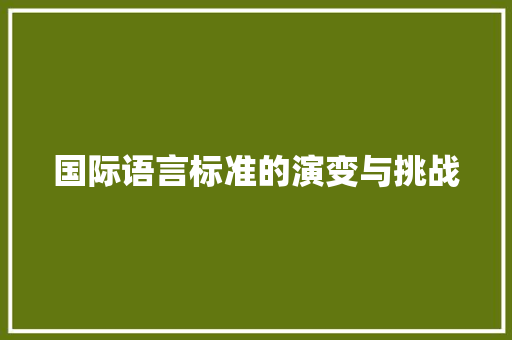 国际语言标准的演变与挑战