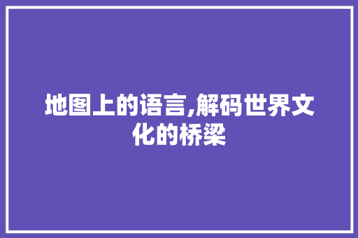 地图上的语言,解码世界文化的桥梁