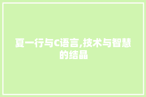 夏一行与C语言,技术与智慧的结晶