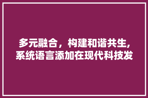 多元融合，构建和谐共生,系统语言添加在现代科技发展中的重要作用