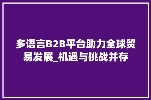 多语言B2B平台助力全球贸易发展_机遇与挑战并存