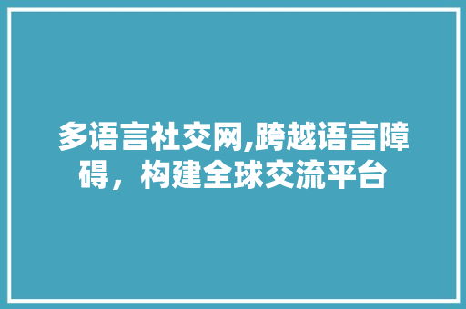 多语言社交网,跨越语言障碍，构建全球交流平台