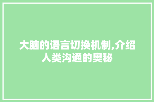 大脑的语言切换机制,介绍人类沟通的奥秘