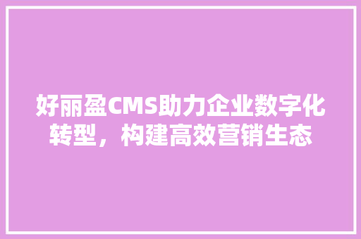 好丽盈CMS助力企业数字化转型，构建高效营销生态