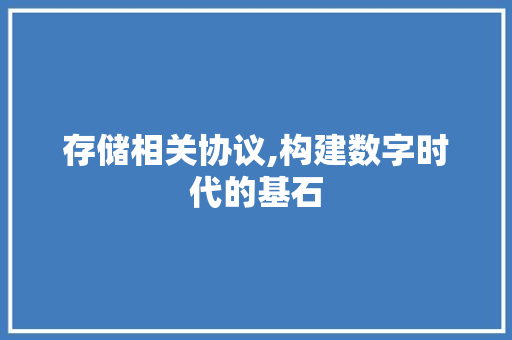 存储相关协议,构建数字时代的基石