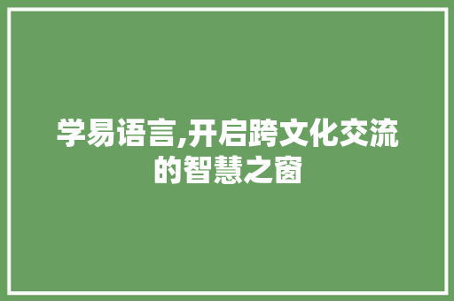 学易语言,开启跨文化交流的智慧之窗