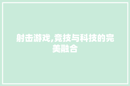 射击游戏,竞技与科技的完美融合