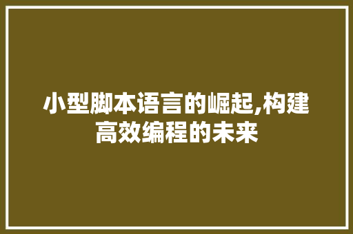 小型脚本语言的崛起,构建高效编程的未来