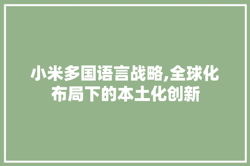 小米多国语言战略,全球化布局下的本土化创新