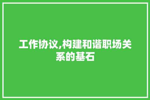 工作协议,构建和谐职场关系的基石