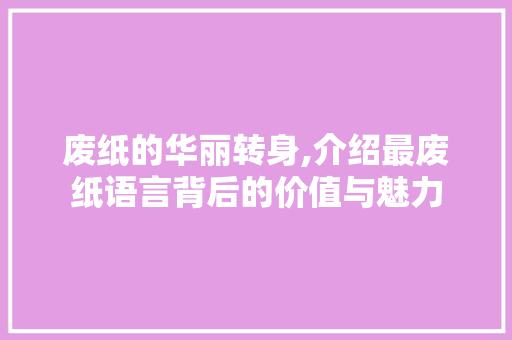 废纸的华丽转身,介绍最废纸语言背后的价值与魅力