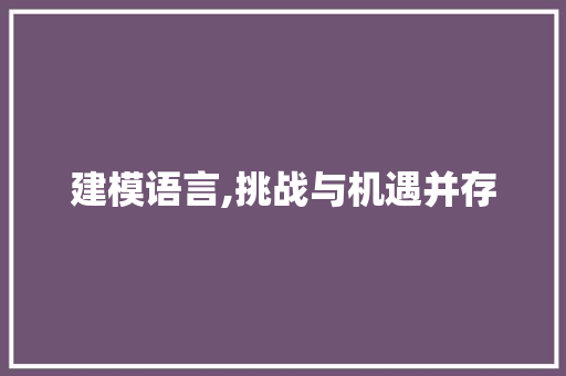 建模语言,挑战与机遇并存