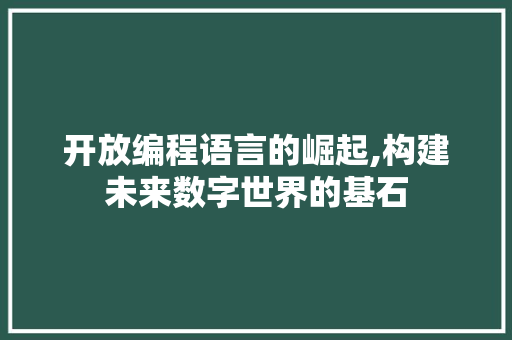 开放编程语言的崛起,构建未来数字世界的基石