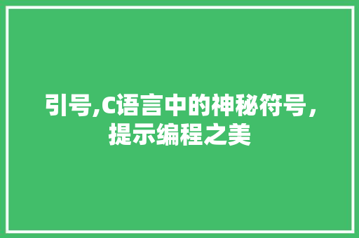 引号,C语言中的神秘符号，提示编程之美