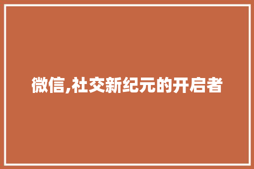 微信,社交新纪元的开启者