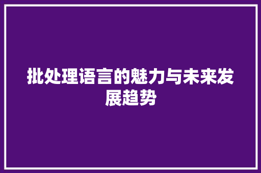 批处理语言的魅力与未来发展趋势